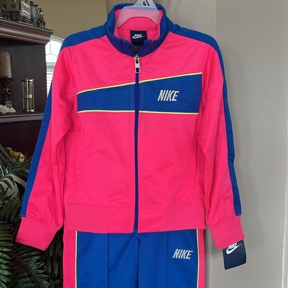 Brand New Nike Pink & Blue Tracksuit Zip Up Jacket Track Pants Sporty Activewear - Picture 2 of 16